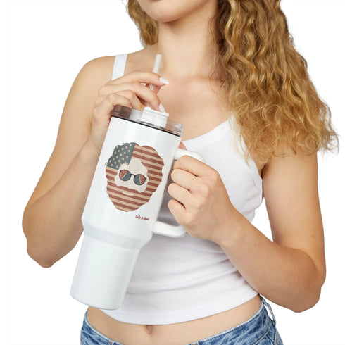 Grateful Dead - Stars and Stripes Jerry Life is dead. "Fat Man" Tumbler,  Double Insulated 40oz Travel Mug - StealieShop